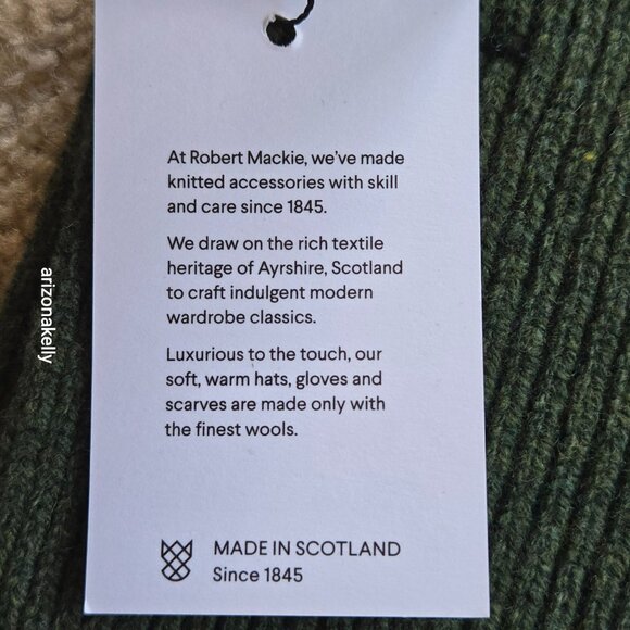 NWT Mackie Wool Ribbed Scarf Green Robert Mackie Scotland - Picture 4 of 8